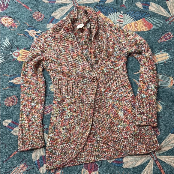 Beautiful Anthropologie Sleeping on Snow Neon Rainbow Knit Cardigan Sweater XL - Picture 7 of 10